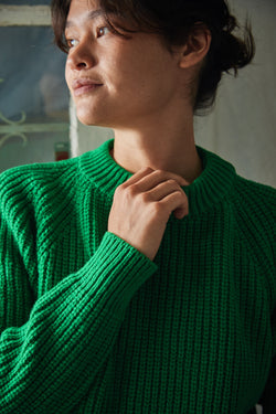 AGNES Sweater - 100% Cruelty Free Merino  Wool in Green Parrott- Spanish Merino Wool sweater - L'Envers