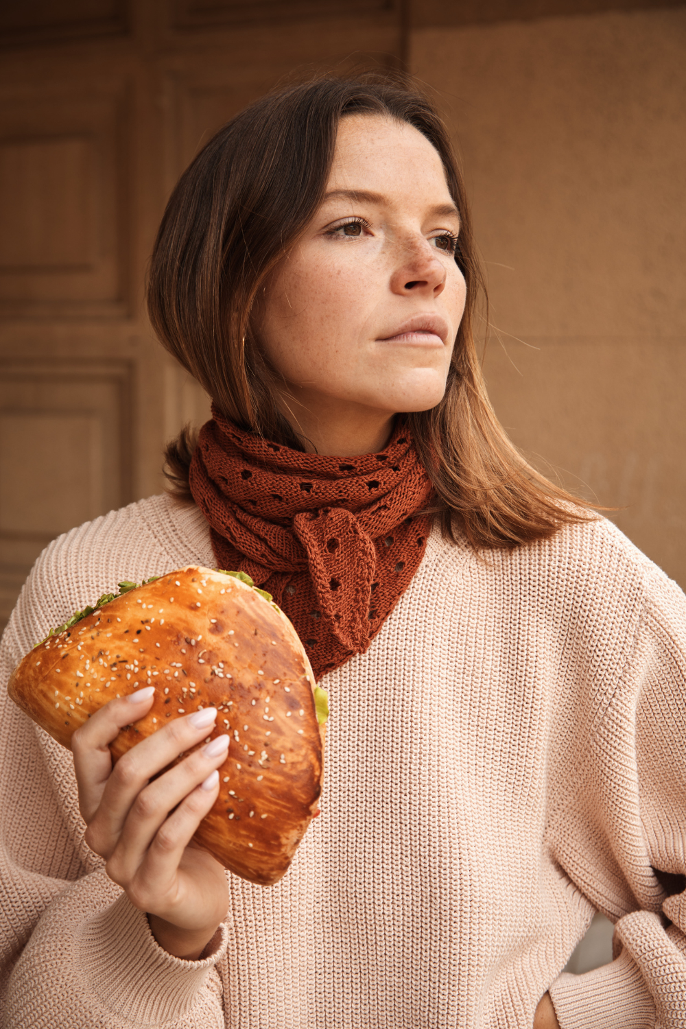JASMINE Bandana Scarf in Organic Cotton - Earth Red