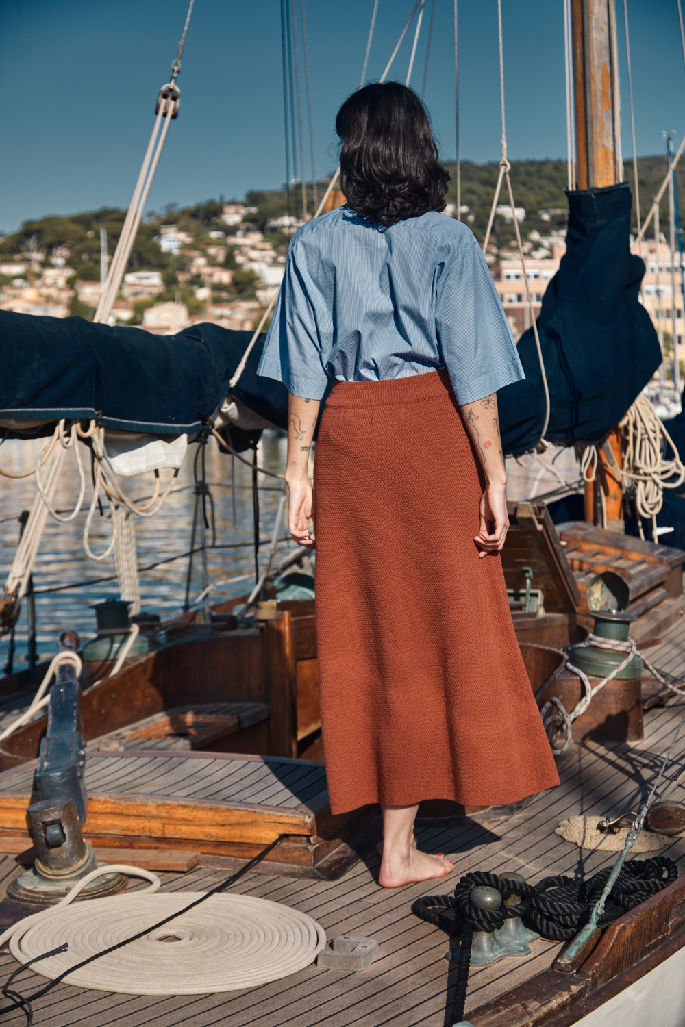 GILDA Long Skirt in Organic Cotton - Earth Red