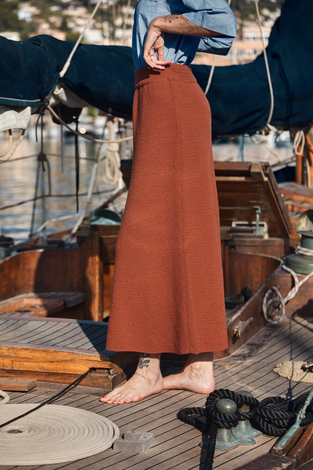 GILDA Long Skirt in Organic Cotton - Earth Red