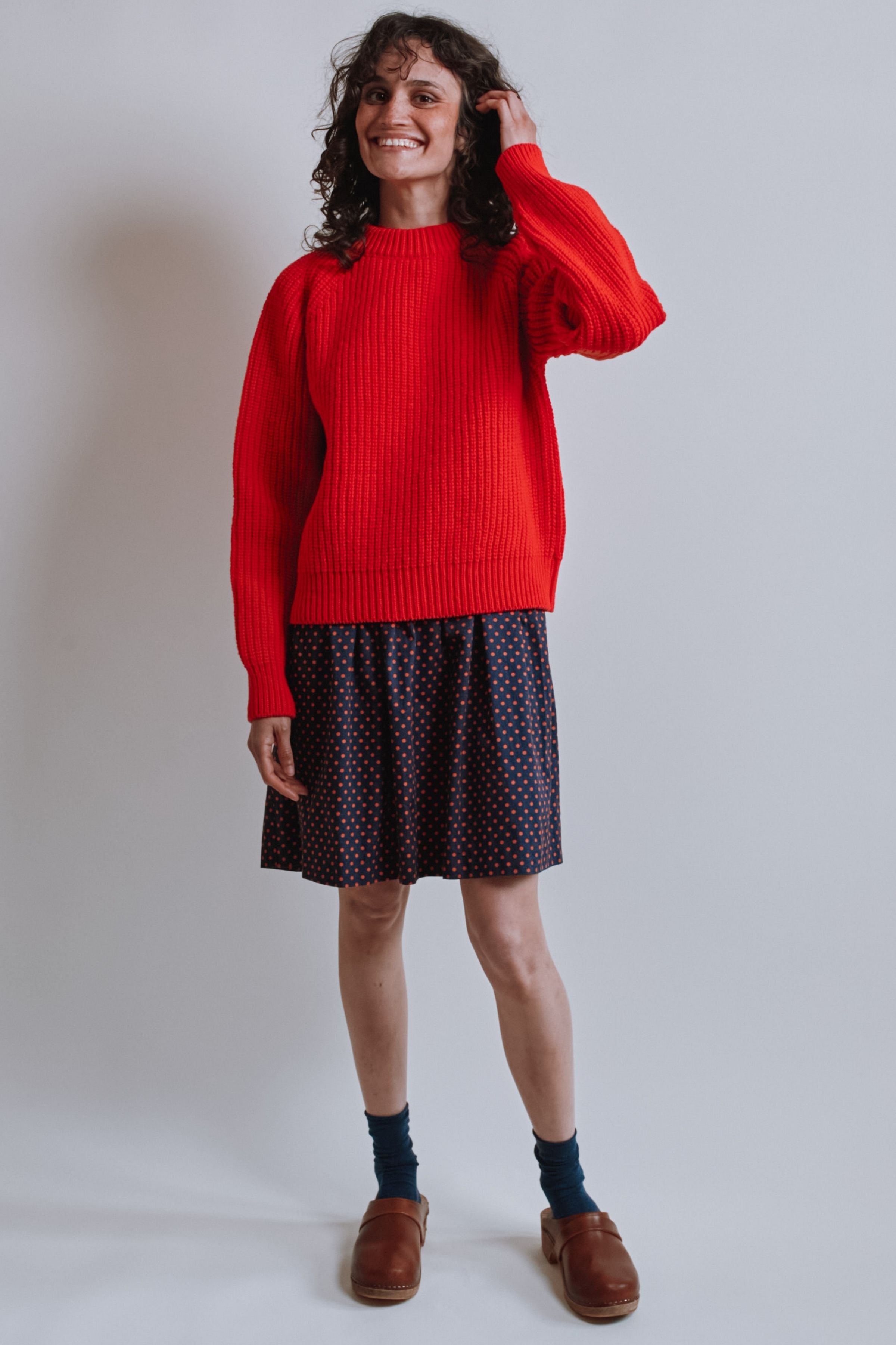AGNÈS Raglan Sweater in Merino Wool - Red
