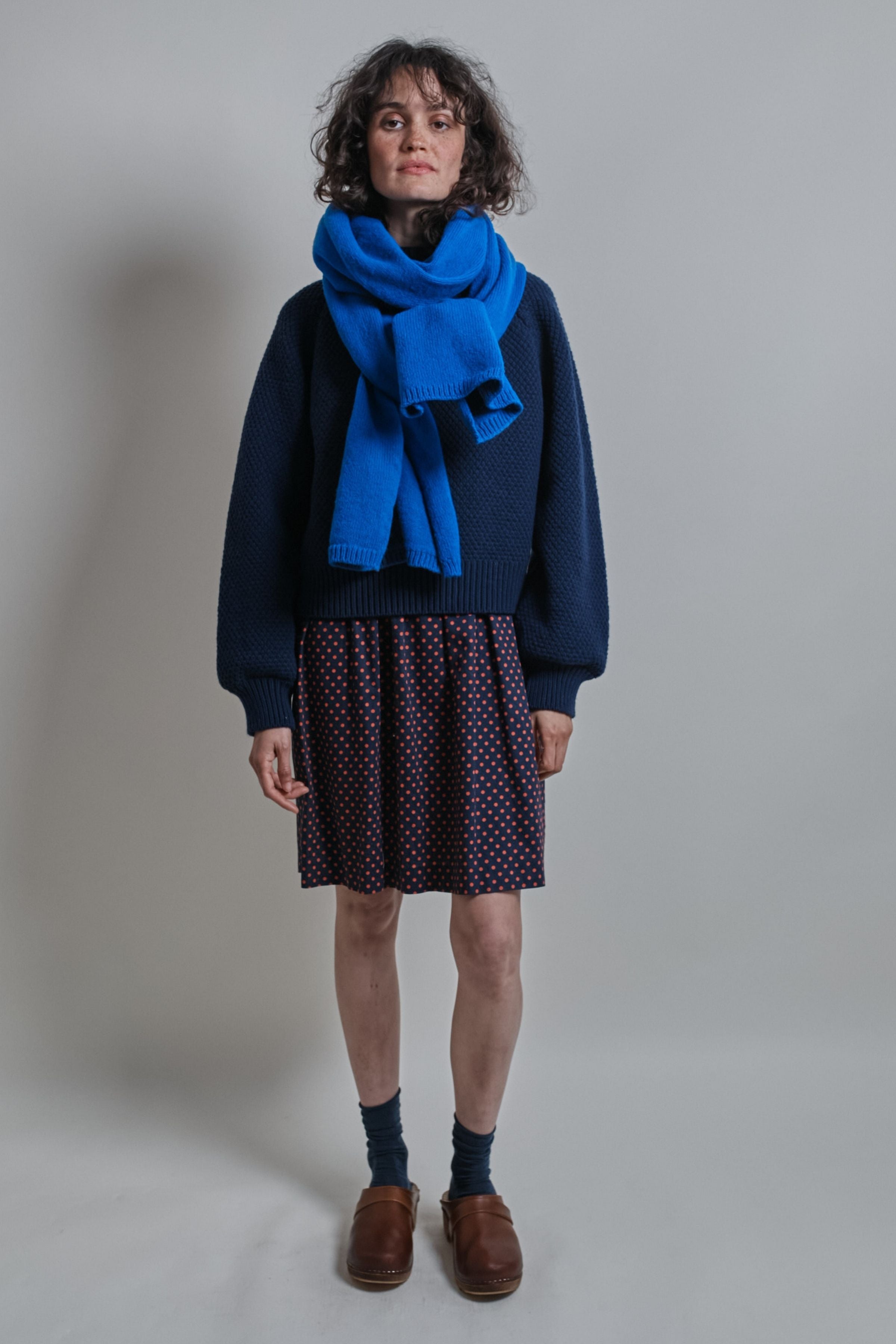 SOLANGE Long Scarf in Merino Wool - Cobalt Blue