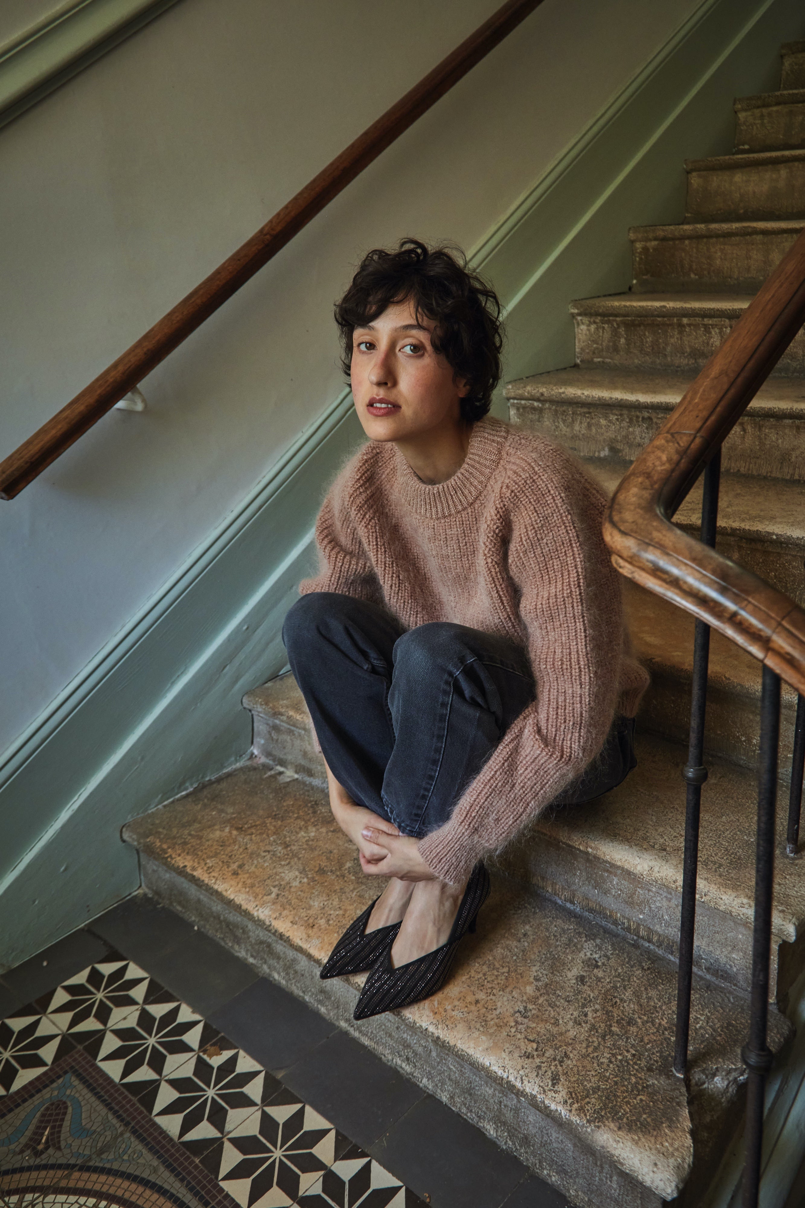 AGNES Sweater - 100% Cruelty Free Merino   Mohair Wool in light pink Spanish Merino Wool sweater - L'Envers