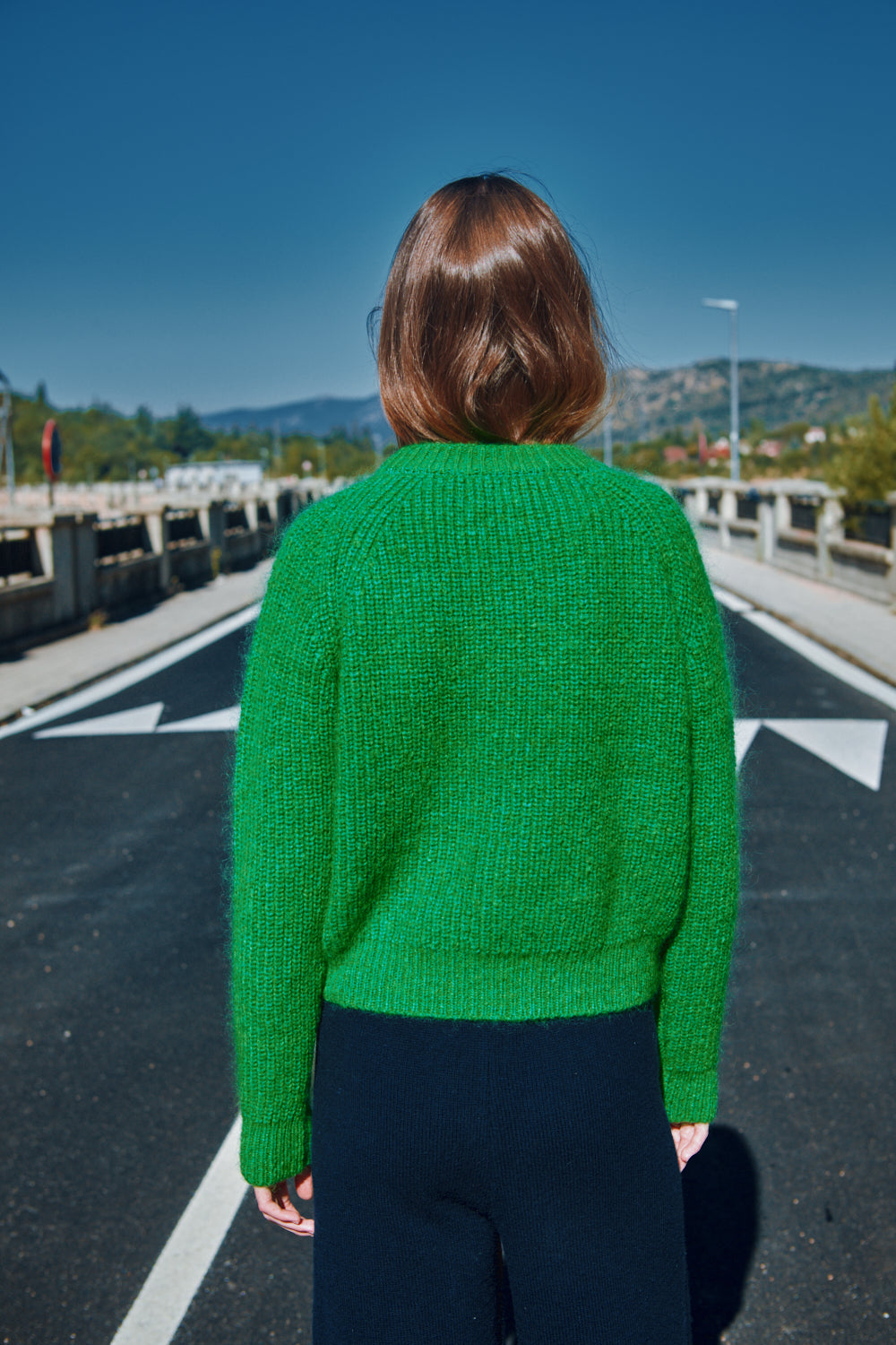 AGNÈS Raglan Sweater in Merino-Mohair Wool - Parrot Green