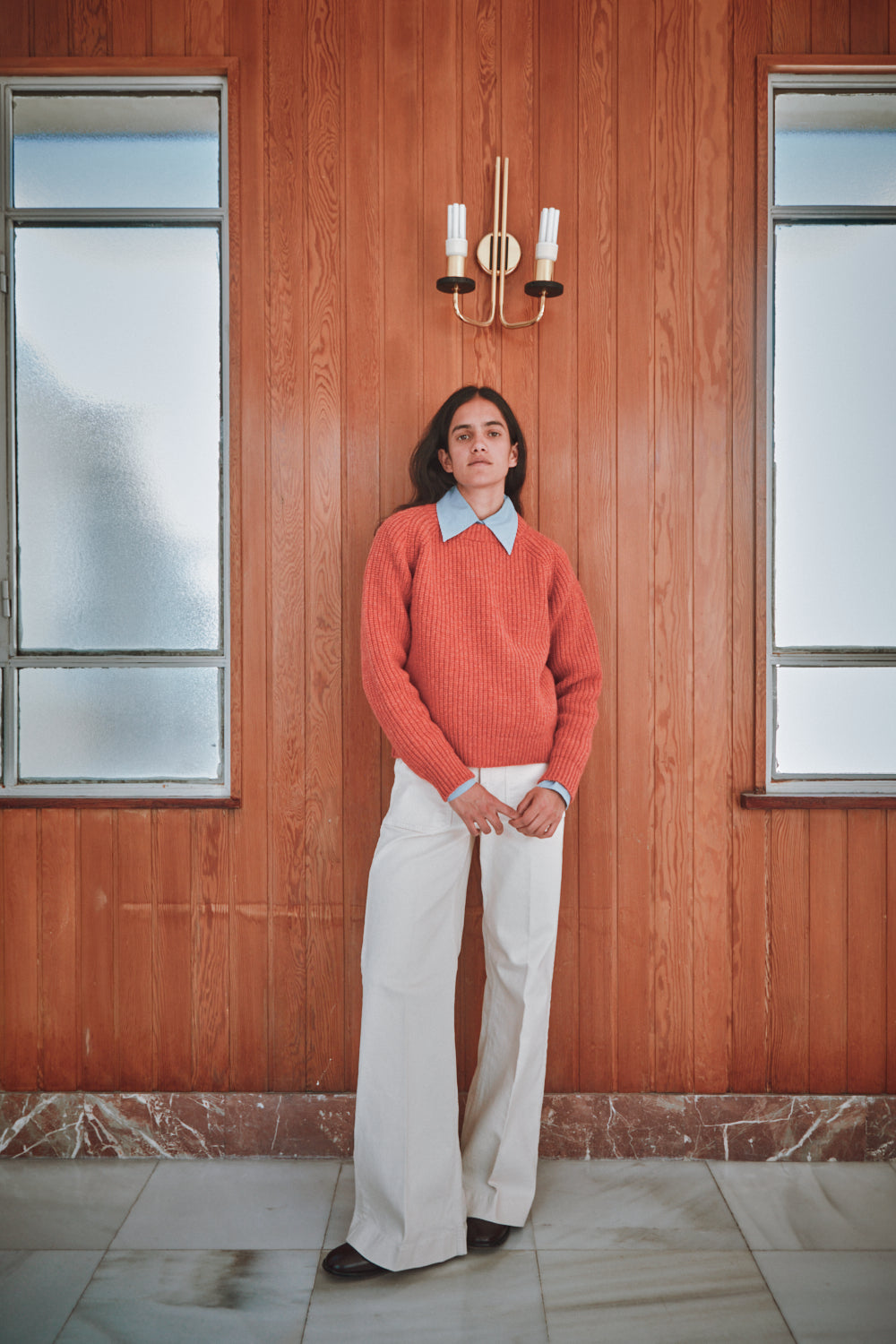 AGNÈS Raglan Sweater in Merino Wool - Coral
