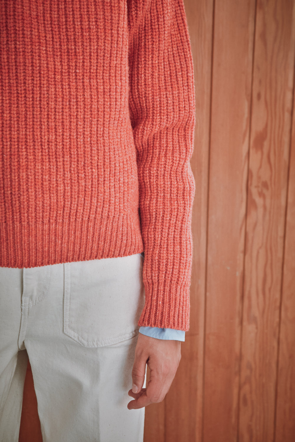 AGNÈS Raglan Sweater in Merino Wool - Coral