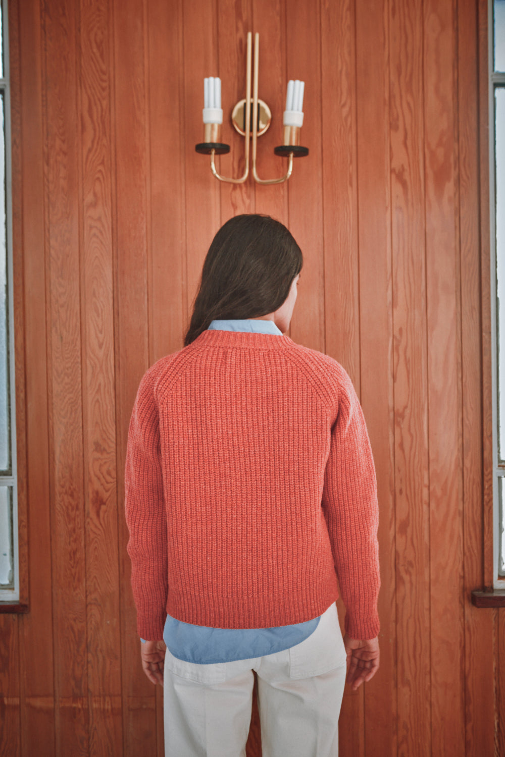 AGNÈS Raglan Sweater in Merino Wool - Coral