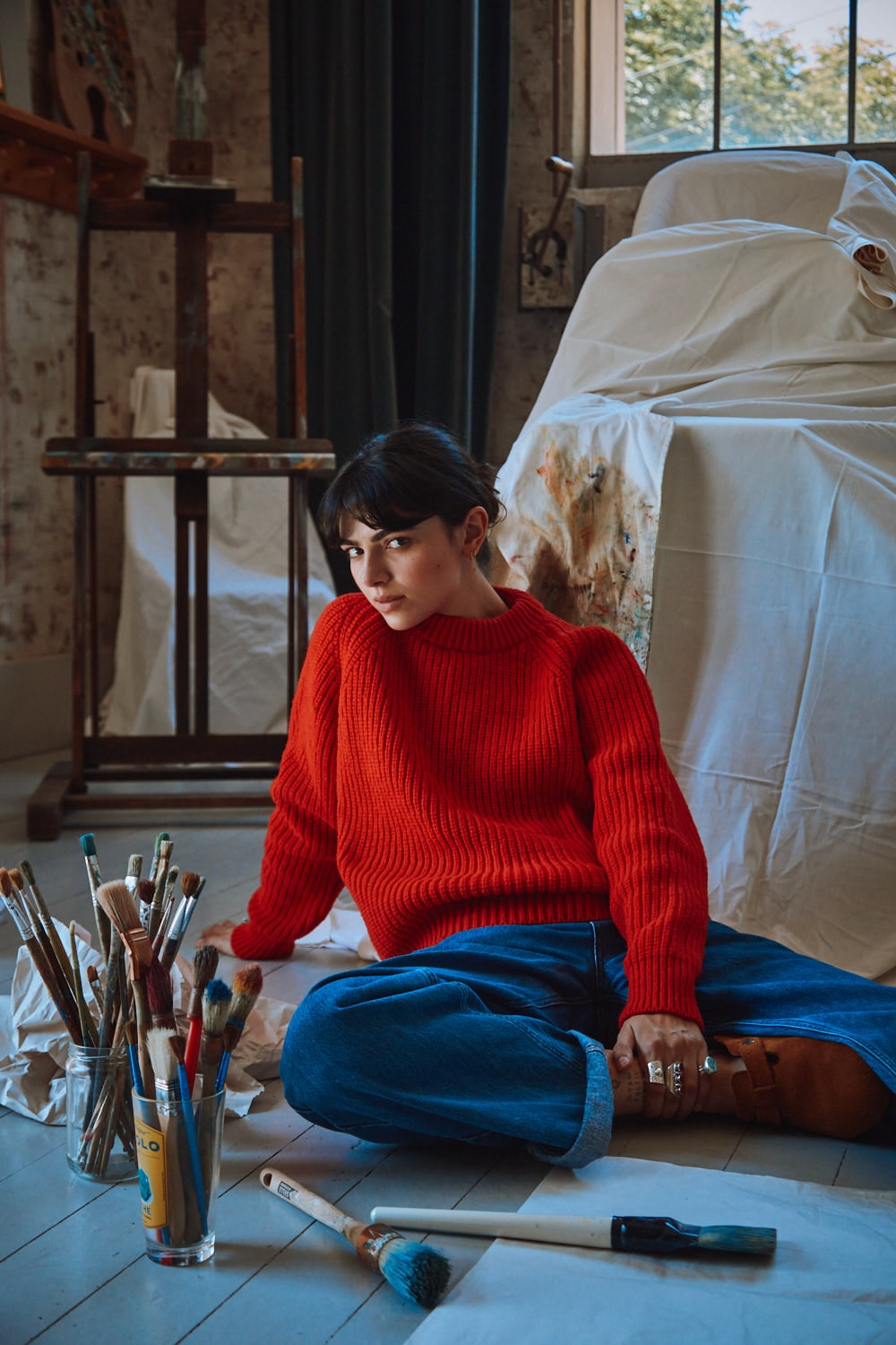 AGNES Raglan Sweater in Merino Wool Red