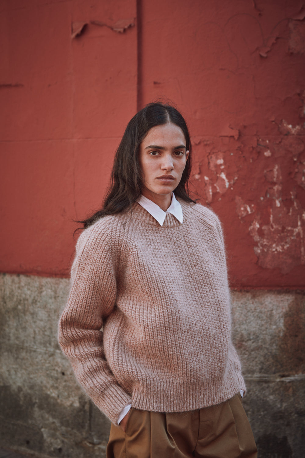AGNES Sweater - 100% Cruelty Free Merino   Mohair Wool in light pink Spanish Merino Wool sweater - L'Envers