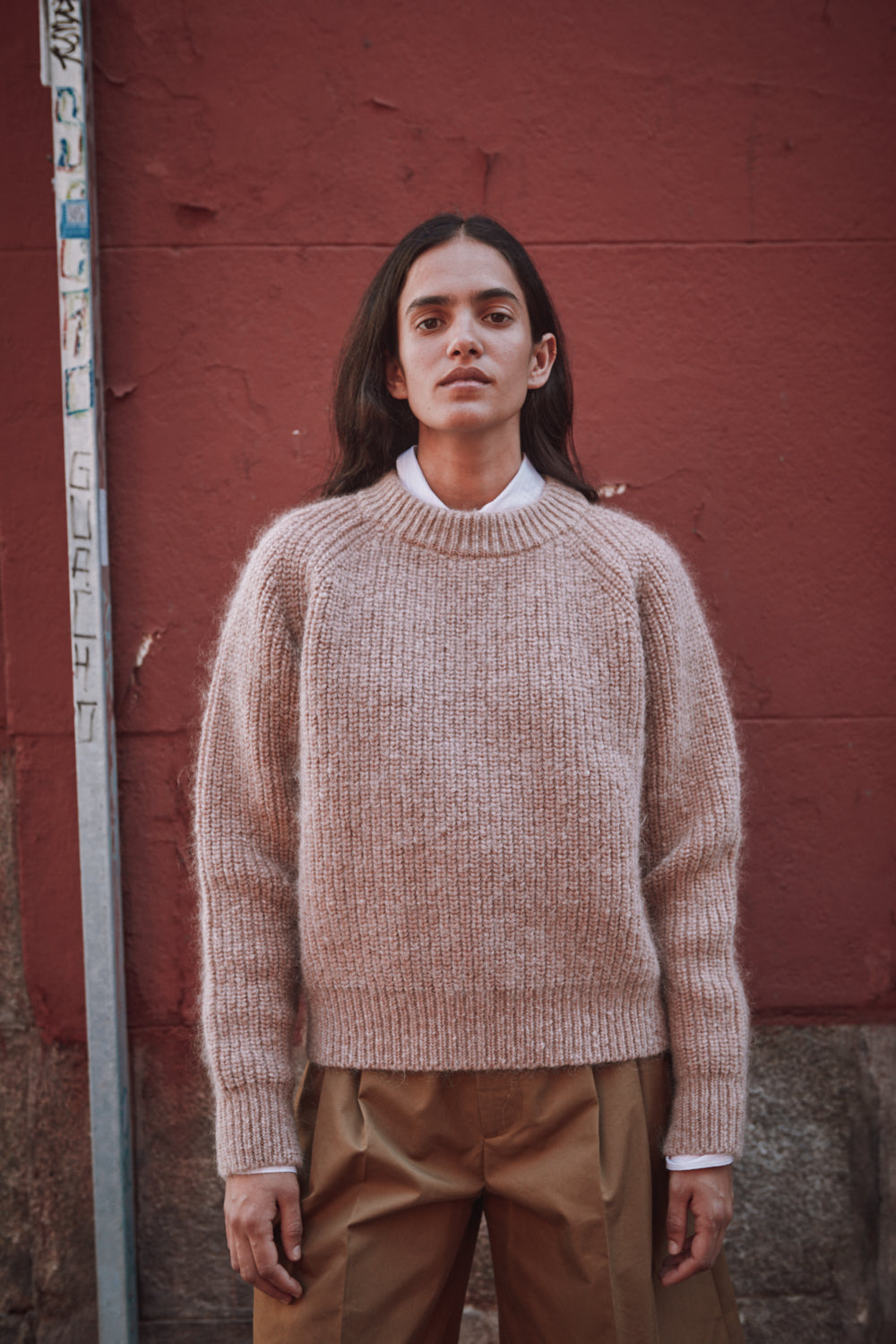 AGNES Sweater - 100% Cruelty Free Merino   Mohair Wool in light pink Spanish Merino Wool sweater - L'Envers