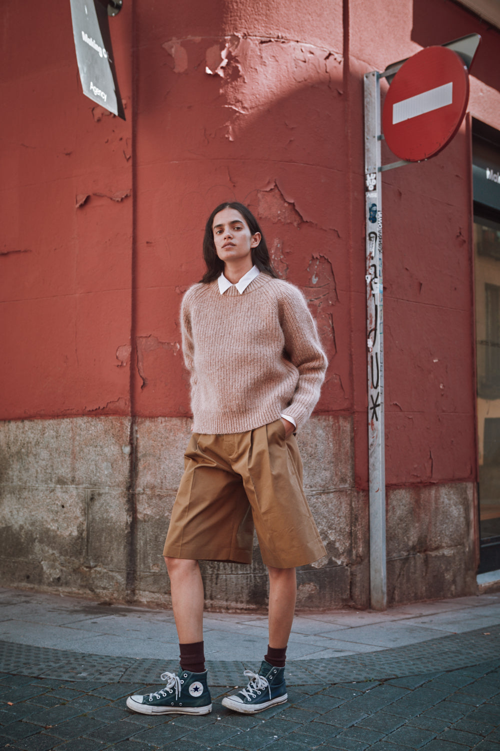 AGNÈS Raglan Sweater in Merino-Mohair Wool - Light Pink