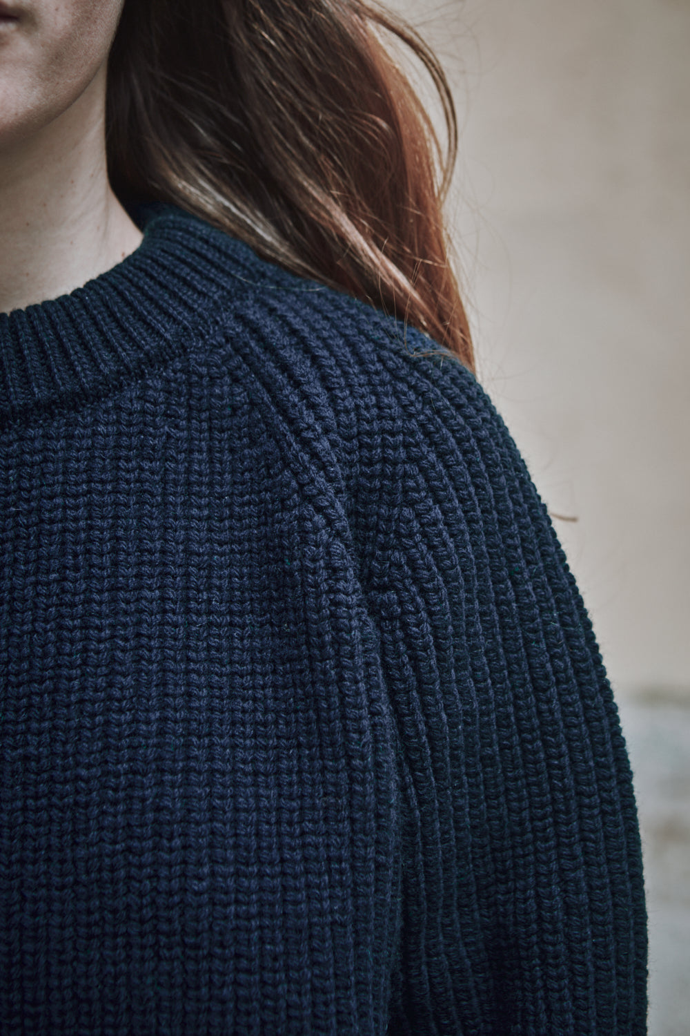 AGNÈS Pull raglan en laine mérinos - Marine