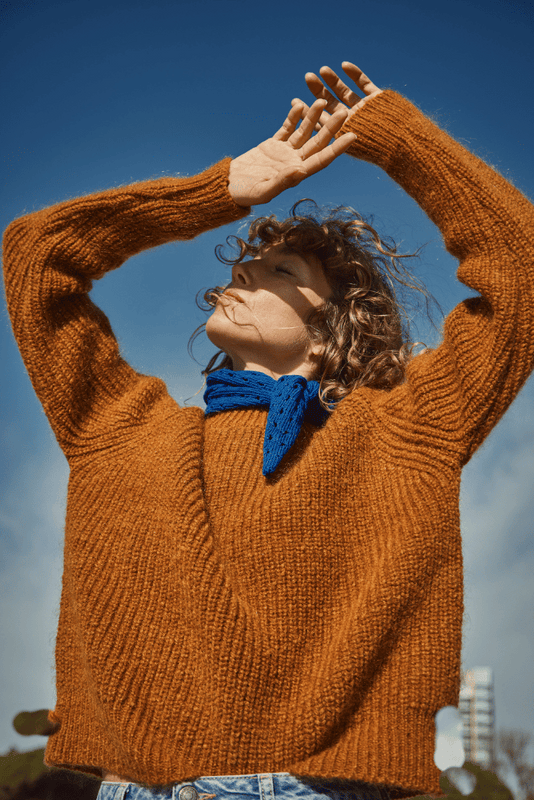 AGNES Sweater - 100% Cruelty Free Merino Mohair Wool in amber Spanish Merino Wool sweater - L'Envers