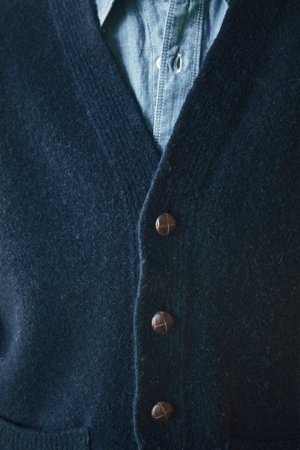 ALBERTO Sleeveless Vest for Men in Boiled Wool - Navy Blue