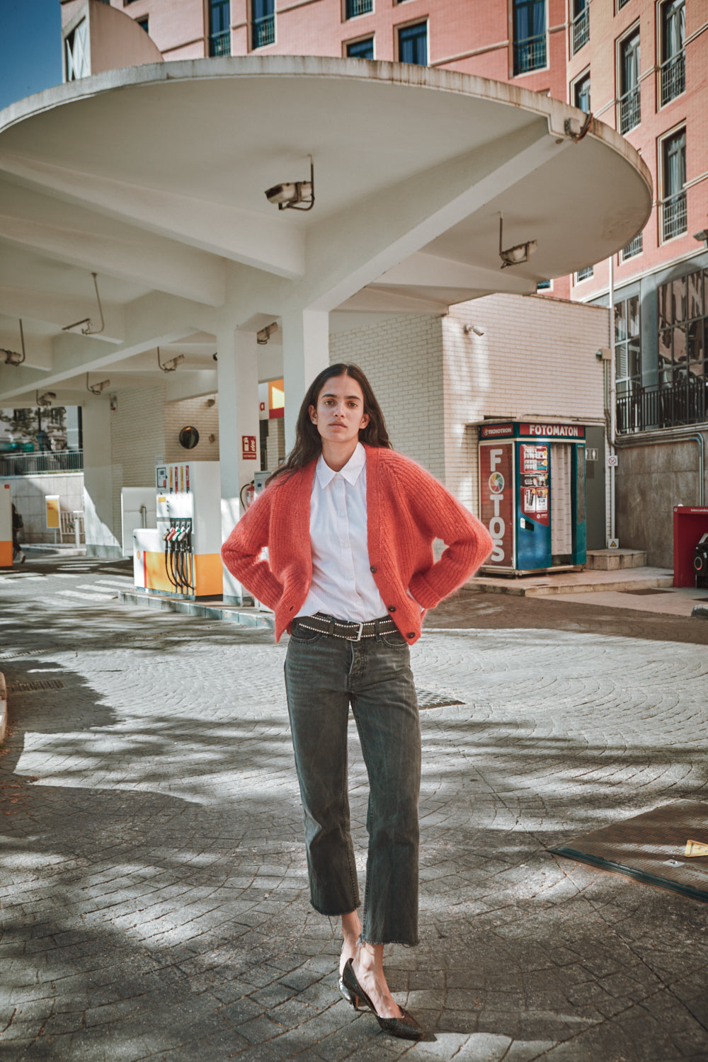 ANNA V-Neck Cardigan in Merino-Mohair Wool - Coral