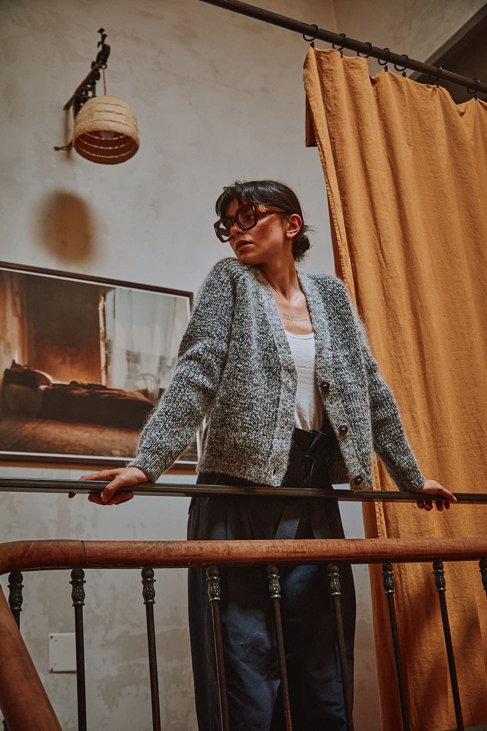 ANNA Cardigan in Mottled Blue - 100% Cruelty Free Mohair Wool - L'Envers