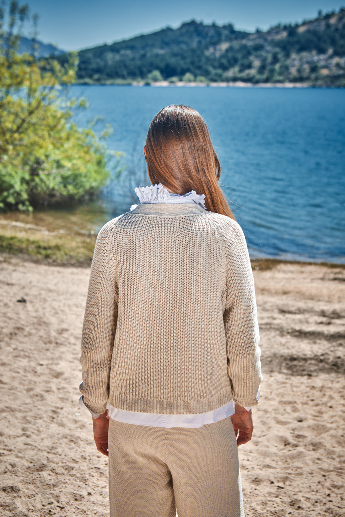ANNA V-Neck Cardigan in Organic Cotton - Off-White