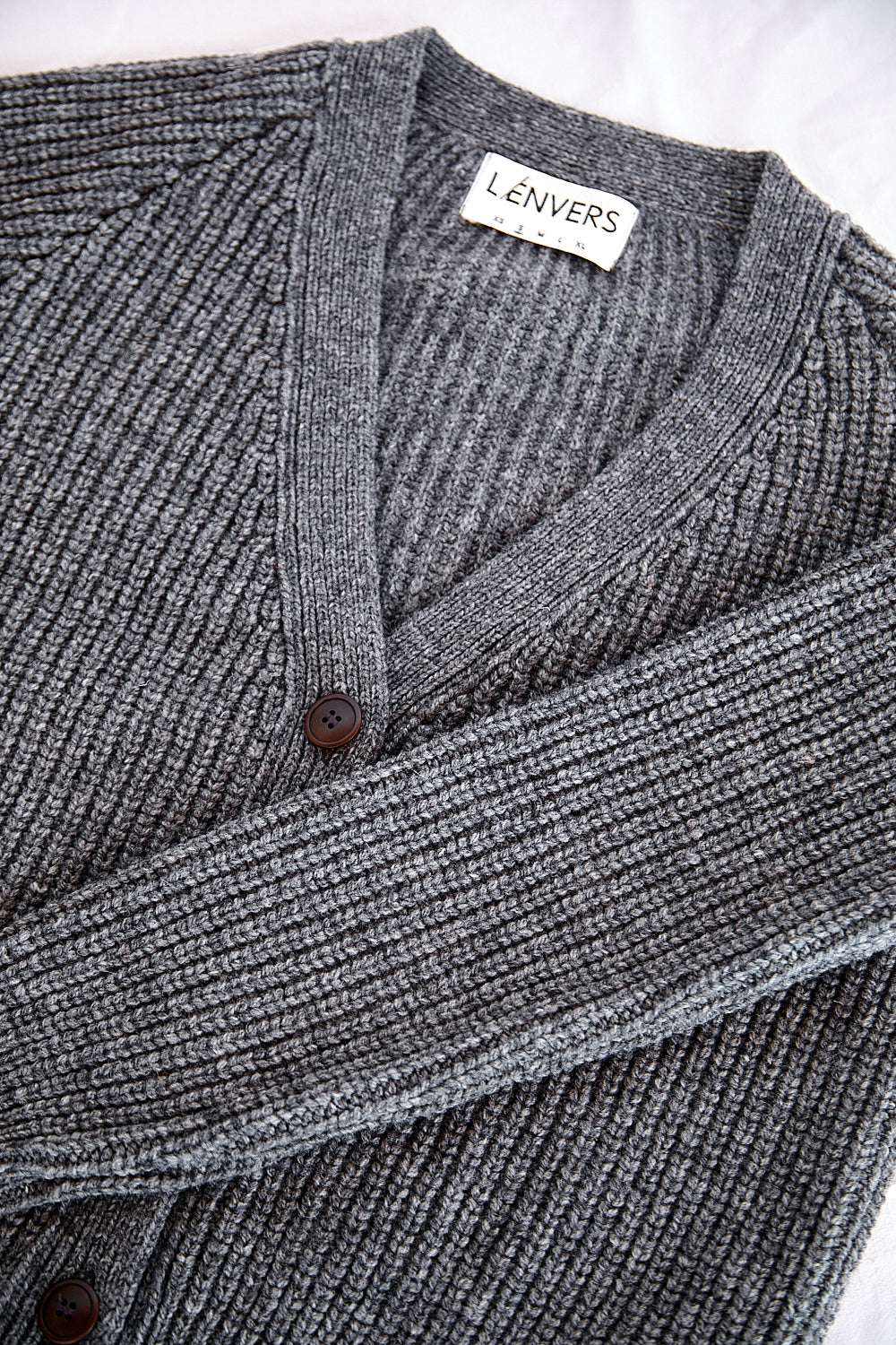ANNA V-Neck Cardigan in Merino Wool - Ash Grey