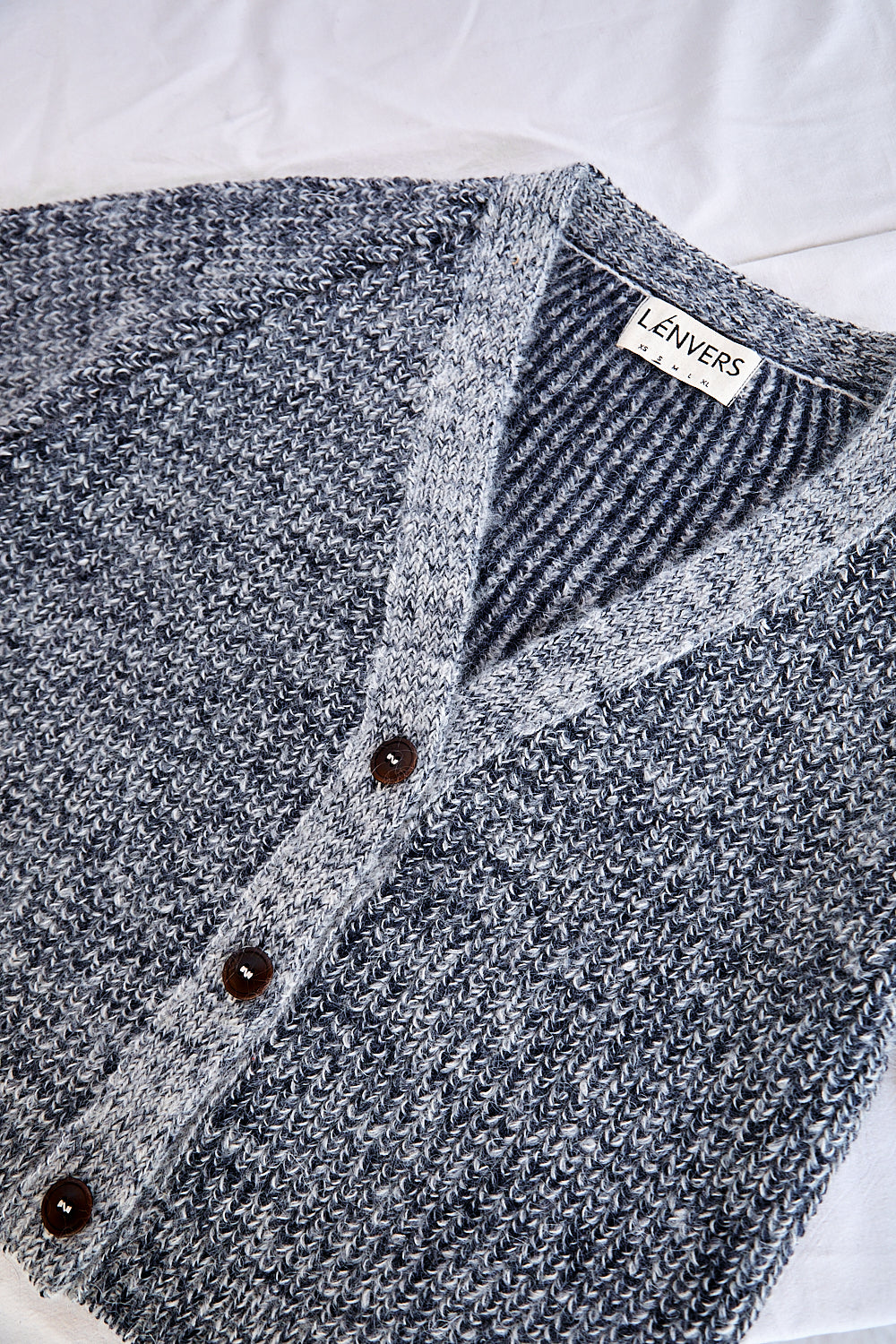 ANNA V-Neck Cardigan in Merino-Mohair Wool - Mottled Blue