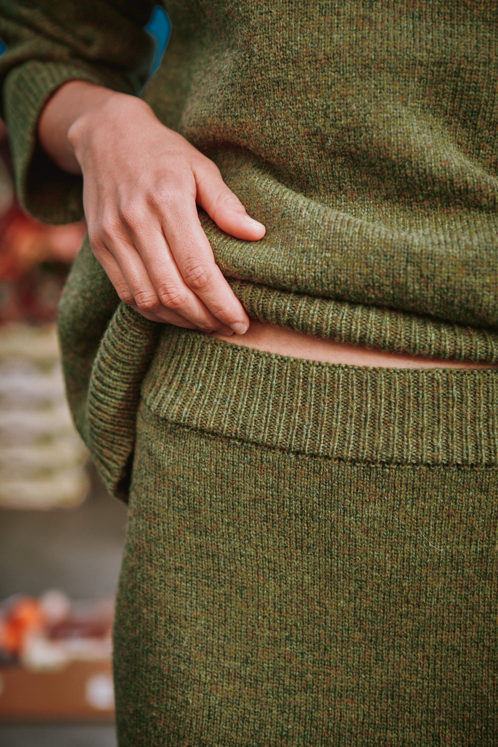 AUGUSTINE Flare Skirt in Merino Wool - Olive Green