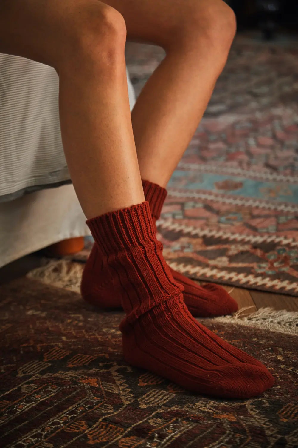BERTHE Wool socks - Rust Red