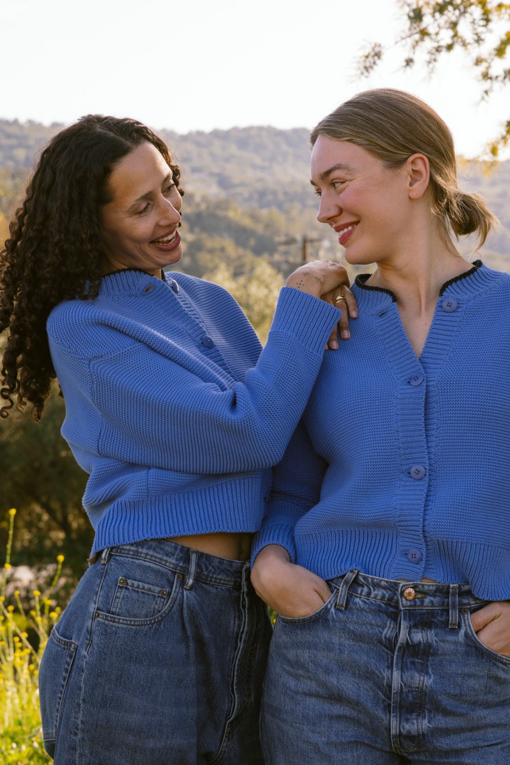 HILMA Teddy Jacket BLOCK SHOP TEXTILES x L'ENVERS - Cyan Blue