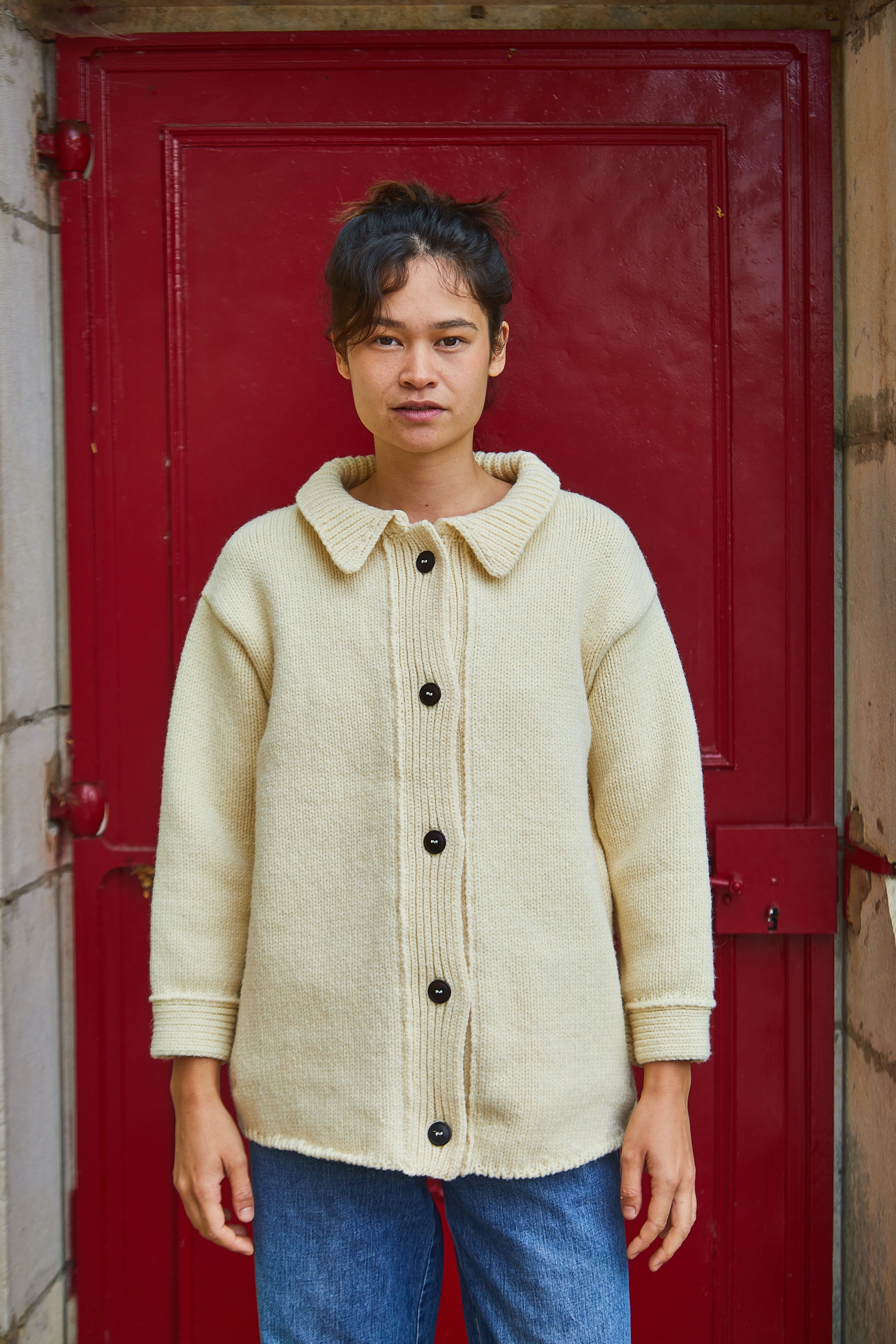 CALAMITY Wool Jacket - 100% Cruelty Free Merino Wool in off-white - Spanish Merino Wool jacket - L'Envers