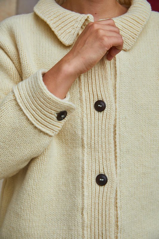 CALAMITY Wool Jacket - 100% Cruelty Free Merino Wool in off-white - Spanish Merino Wool jacket - L'Envers