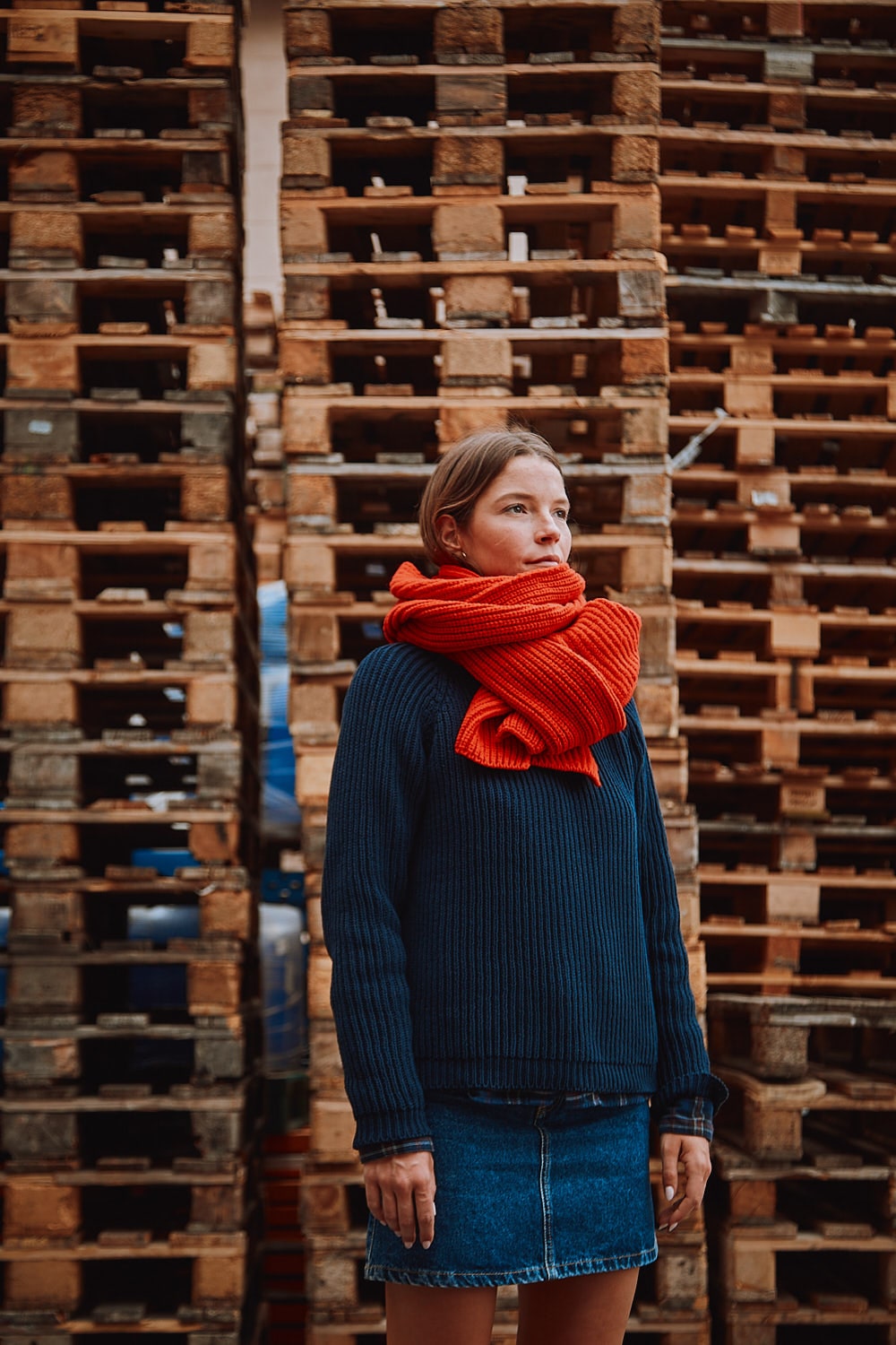Écharpe CAMILLE en rouge - 100 % laine naturelle - L'Envers
