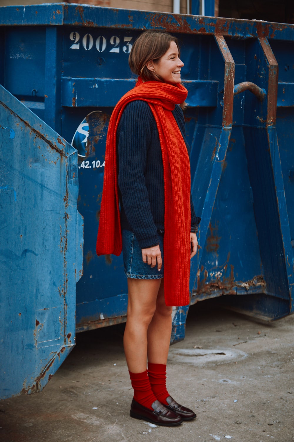 Écharpe CAMILLE en rouge - 100 % laine naturelle - L'Envers