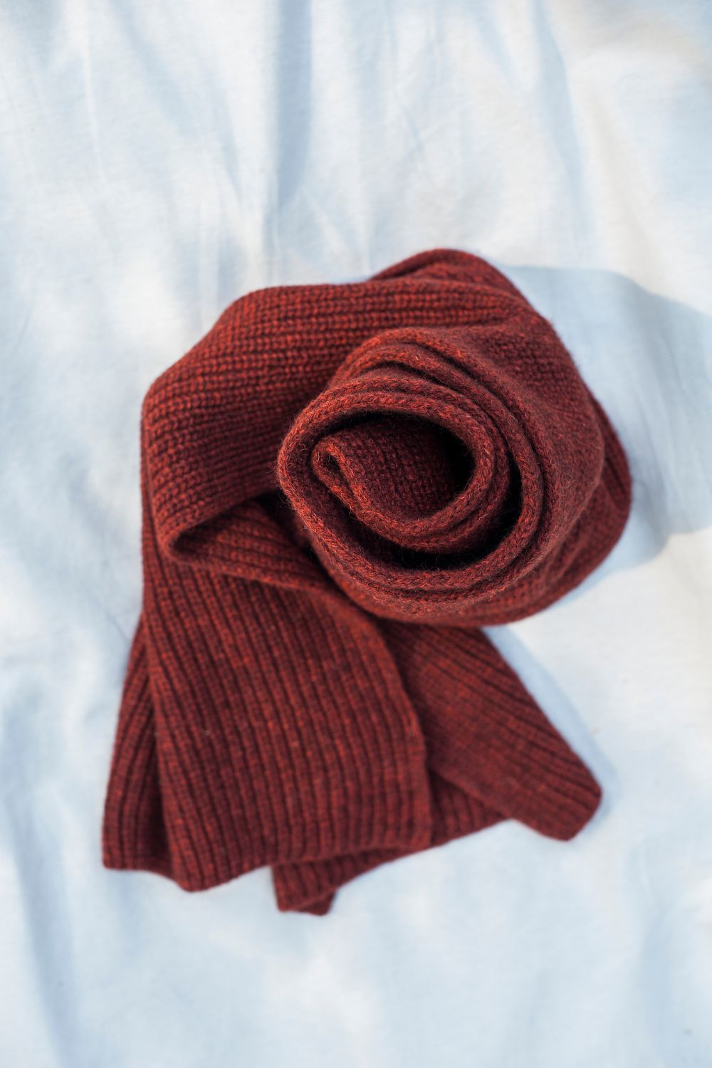 CAMILLE Long Scarf in Yak Wool - Rust Red