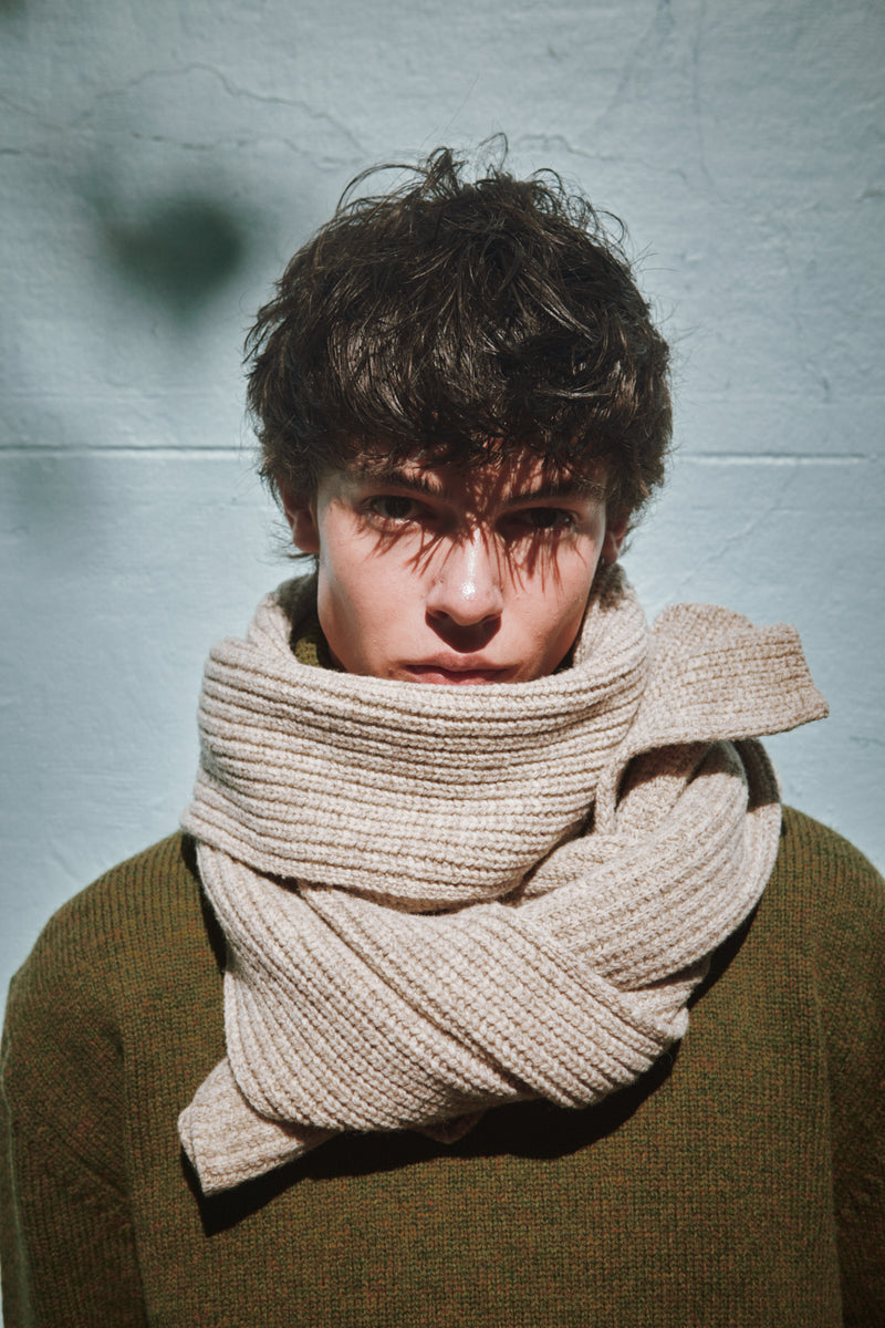 CAMILLE Scarf in Beige 100% Natural Wool L'Envers