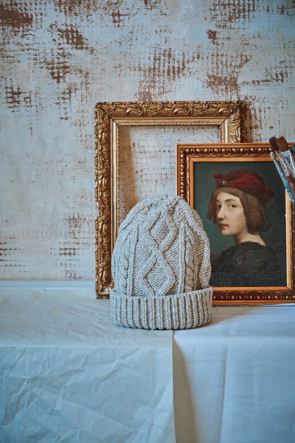 CAPUCINE Unisex Cable Knit Beanie in Merino Wool - Beige | L'Envers