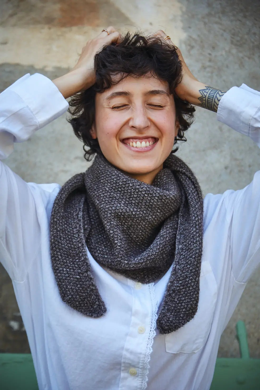 Bandana en laine yack-mérinos HORTENSE - Marron