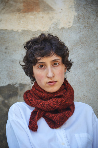 CAROLINA Scarf - 100% Cruelty Free Merino Wool - Scarf in rust red yak- L'Envers