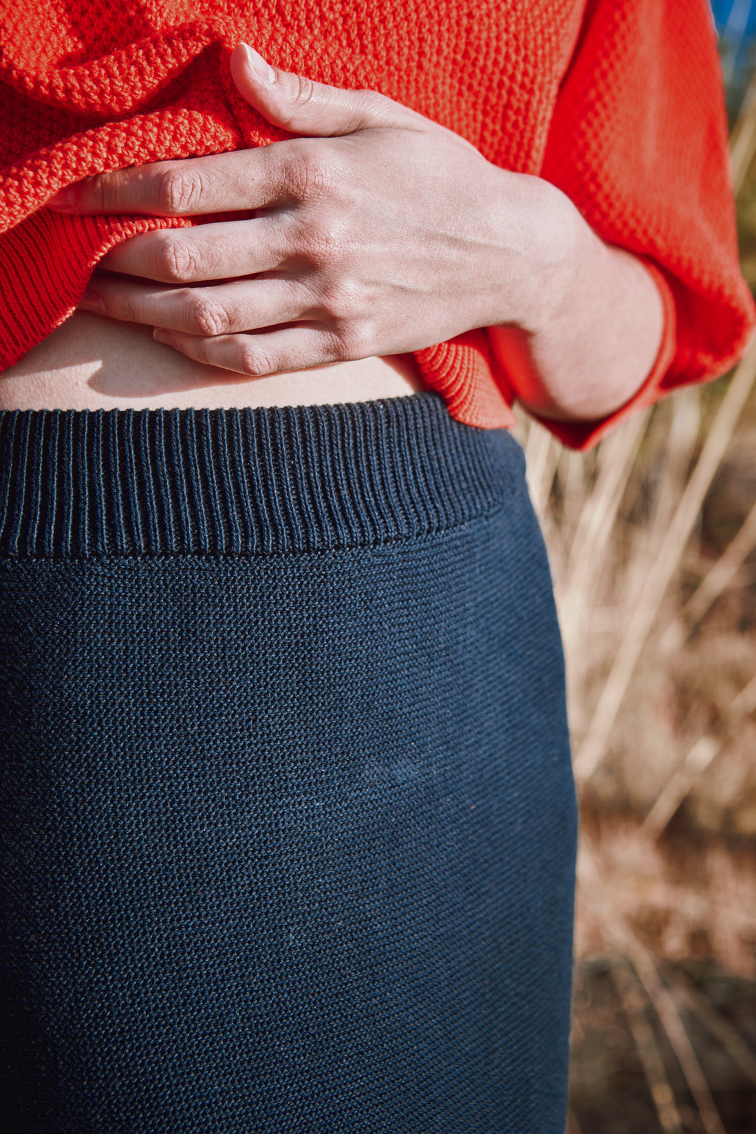 CECILE Midi Skirt in Organic Cotton - Navy