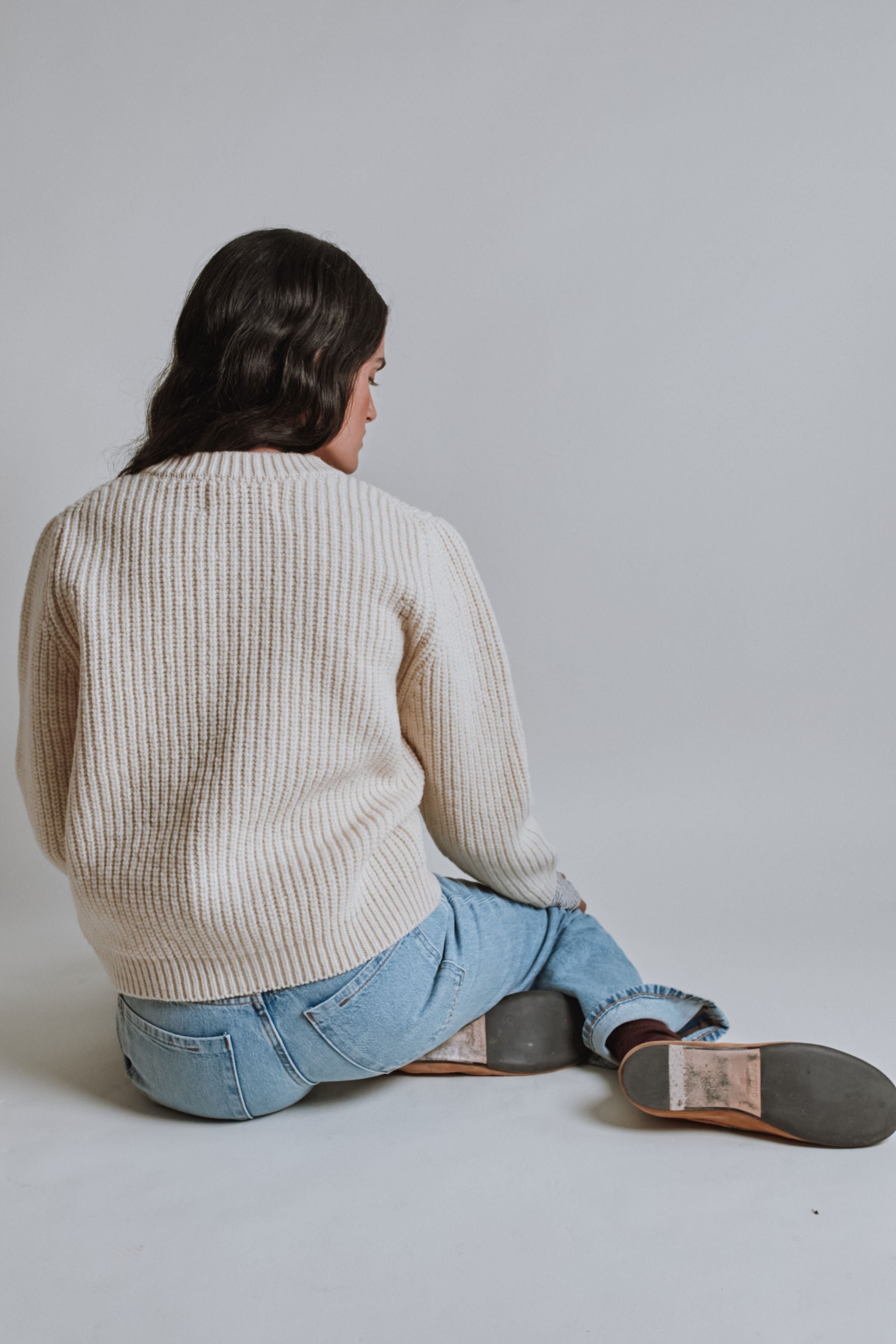 CHARLOTTE Round-Neck Cardigan in Merino Wool - Off-White