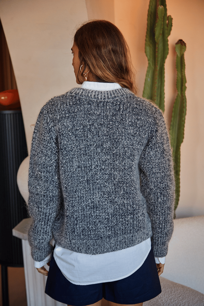 CHARLOTTE Cardigan in mottled blue - Cruelty Free Mohair & Merino Wool - L'Envers