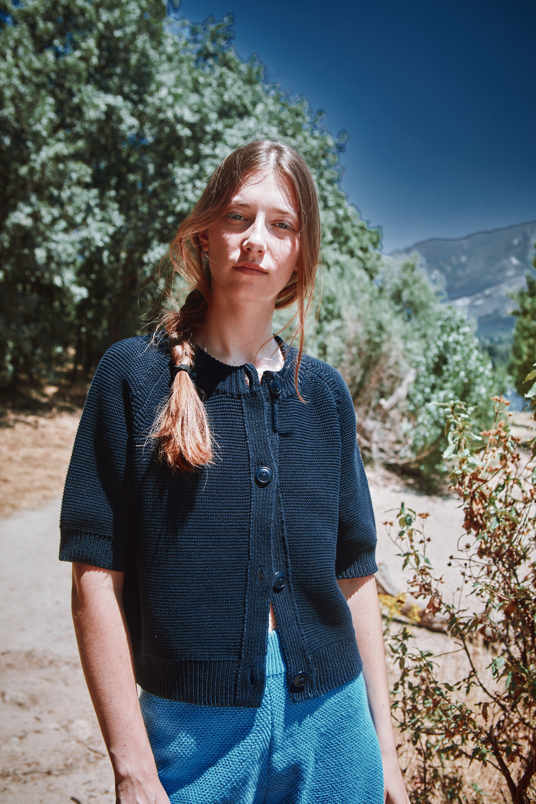 L'Envers - CLARISSE short-sleeve Cardigan Cotton - Navy Blue