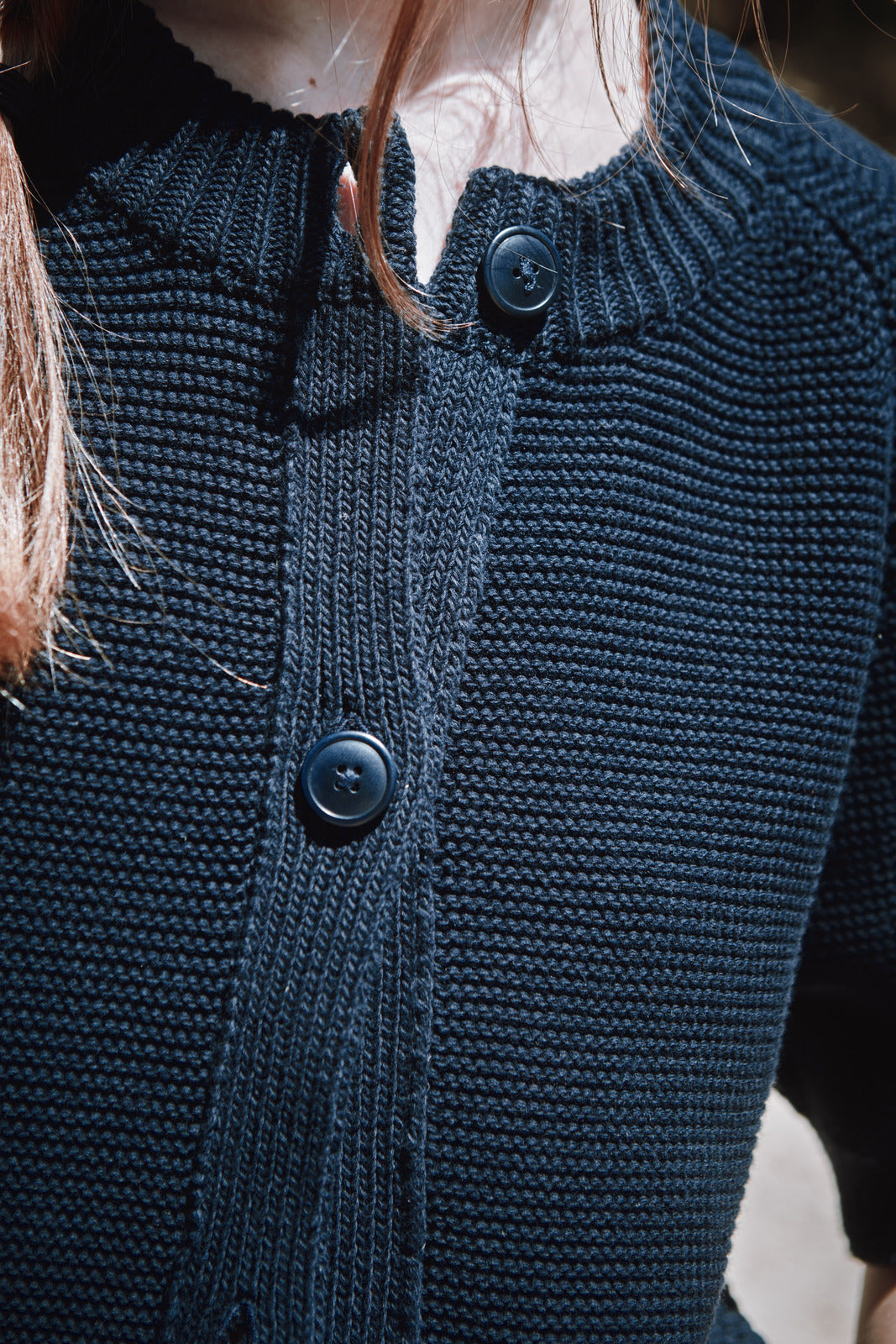 CLARISSE Short-Sleeve Cardigan in Organic Cotton - Navy Blue | L