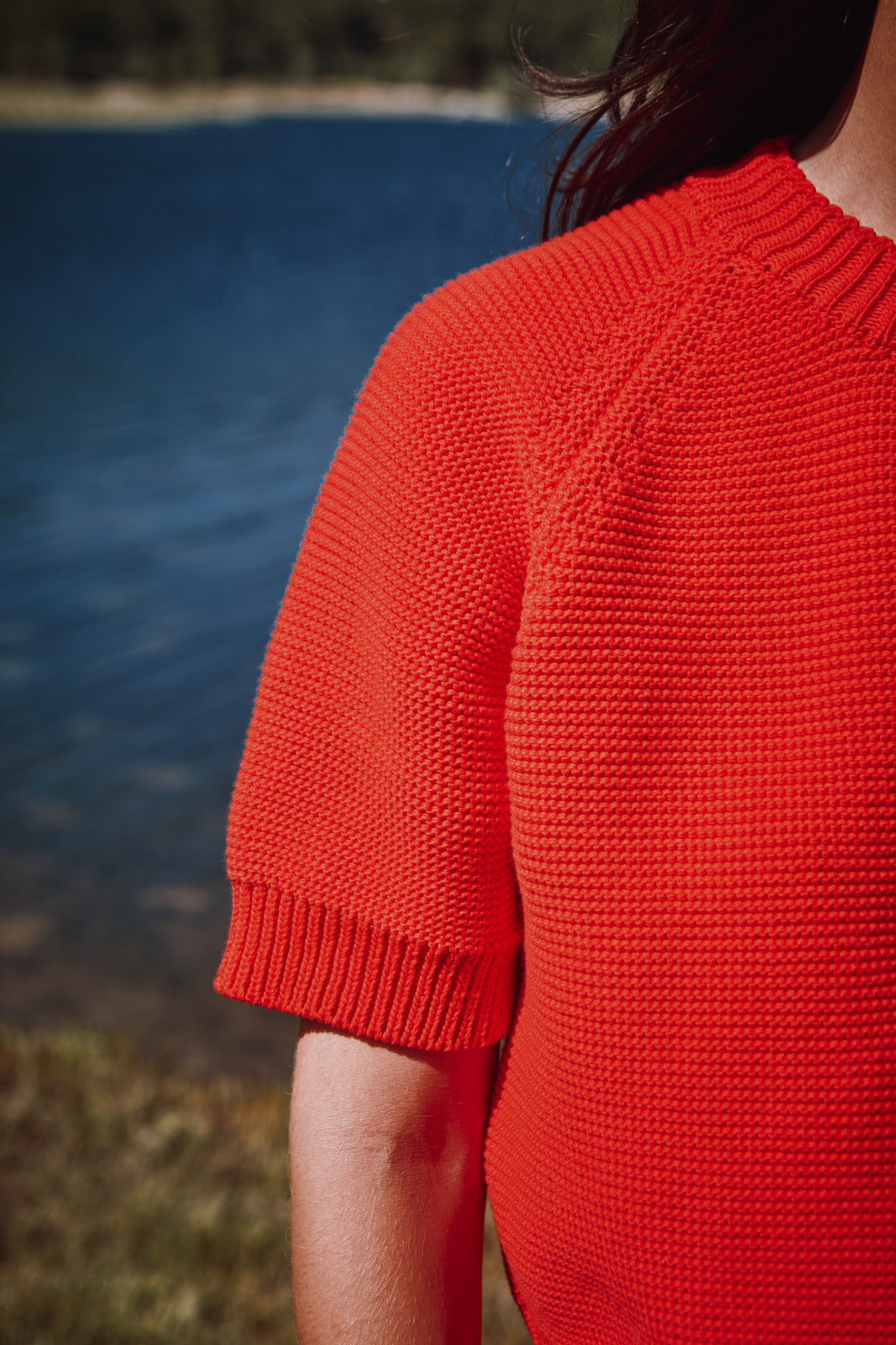 CLARISSE Short-Sleeve Cardigan in Organic Cotton - Red | L'Envers