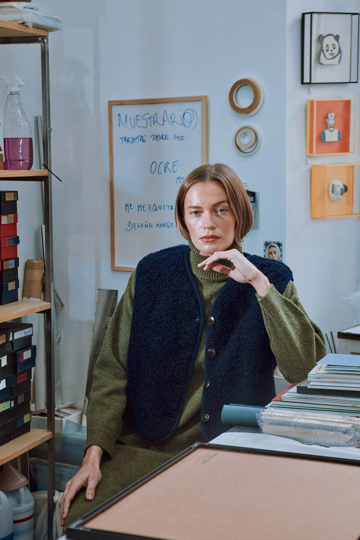 LUCE Shepherd's Vest in Curly Alpaca - Navy