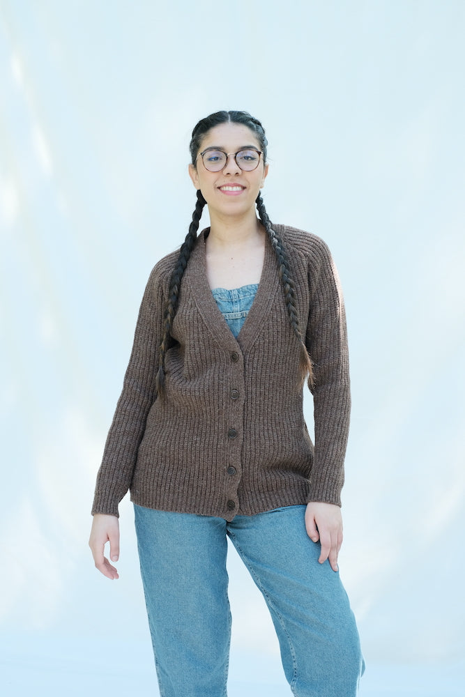Item #148 - CLAUDE Cardigan in Merino Wool - Chocolate