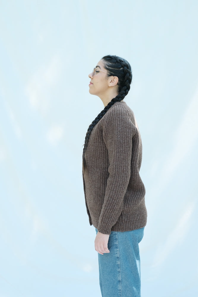 Item #148 - CLAUDE Cardigan in Merino Wool - Chocolate