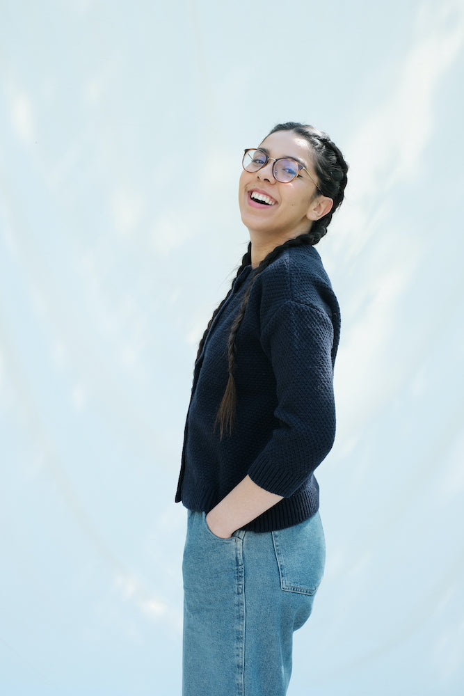 Item #70 - SERAPHINE Cardigan in Organic Cotton - Navy blue