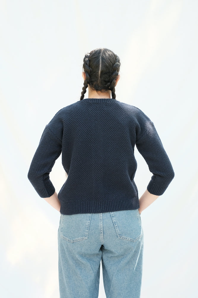 Item #70 - SERAPHINE Cardigan in Organic Cotton - Navy blue