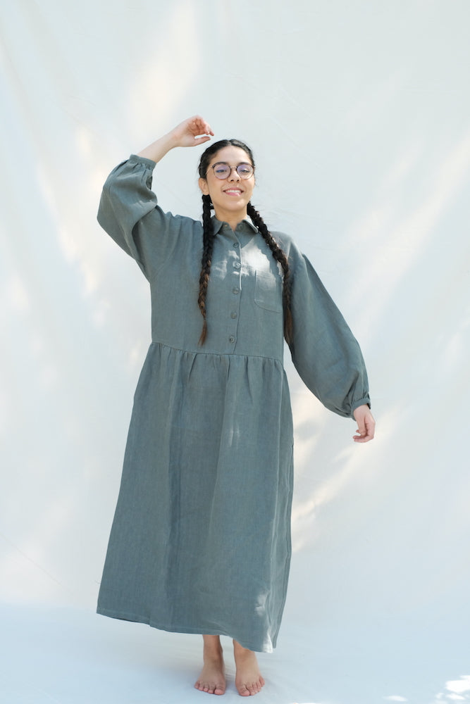 Item #165 - JOSEPHINE Linen Dress - Green