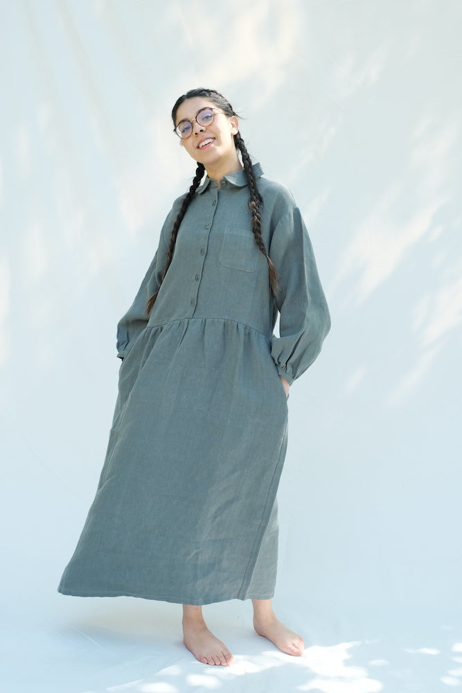 Item #165 - JOSEPHINE Linen Dress - Green