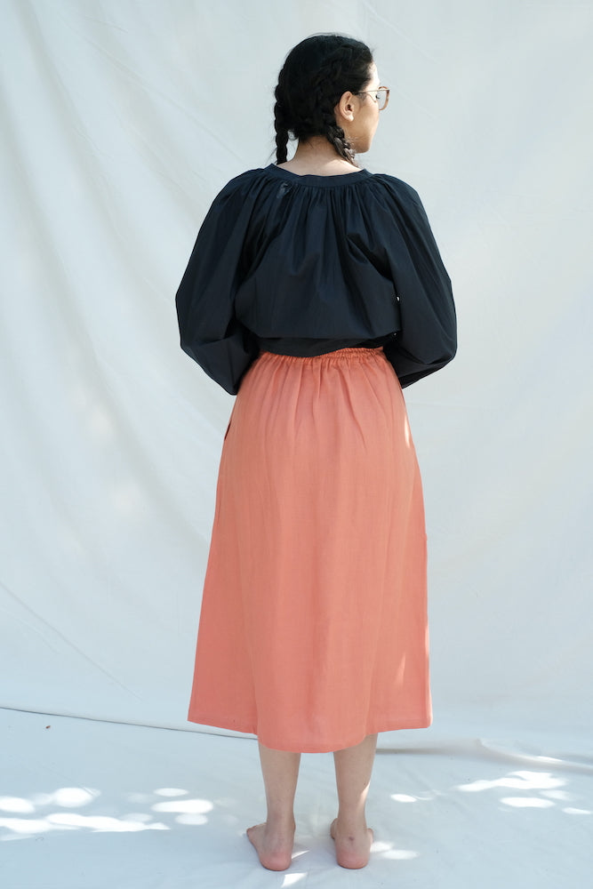 Item #170 - EUGENIE Linen Skirt - Coral