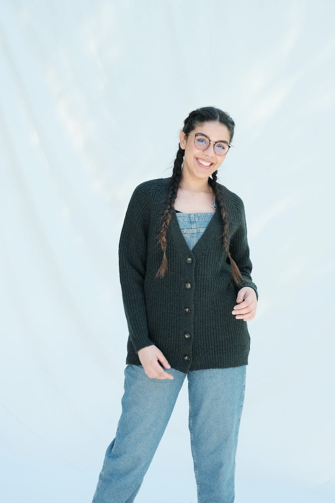 Item #205 - CLAUDE Merino Wool Cardigan - Dark green